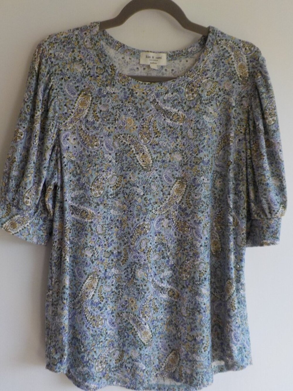 Kim & Cami Blouse Top - Medium - Floral Paisley blue/purple - Short Sleeve (810)